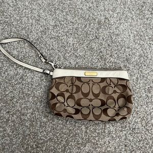 Coach wristlet tan, brown and cream